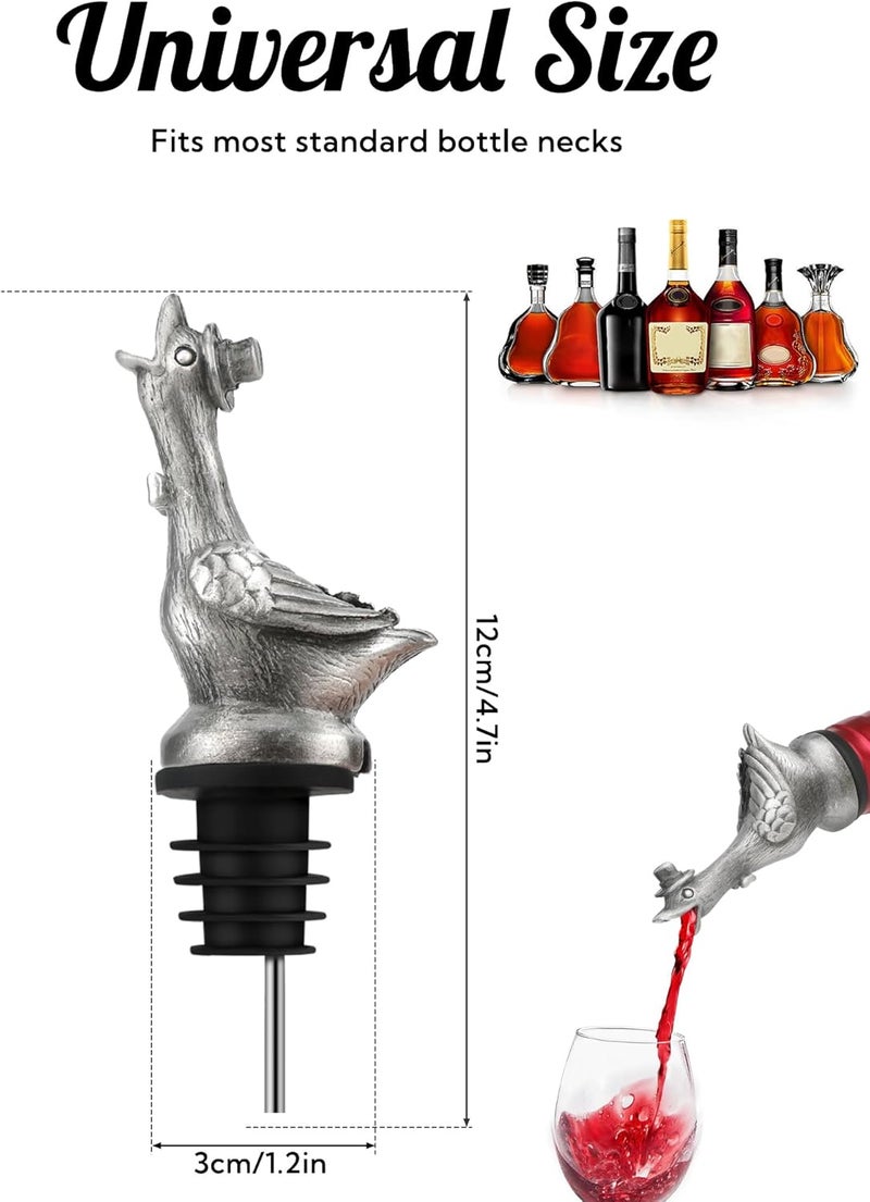 sodknow Goose Wine Pourer with Top Hat, Zinc Alloy Metal Animal Liquor Bottle Pourer Spout with Aerator & Stopper, Drip Free Universal Fit for Wine Whiskey Spirits, Funny Bar Accessory & Gift for Wine Lovers - Image 4